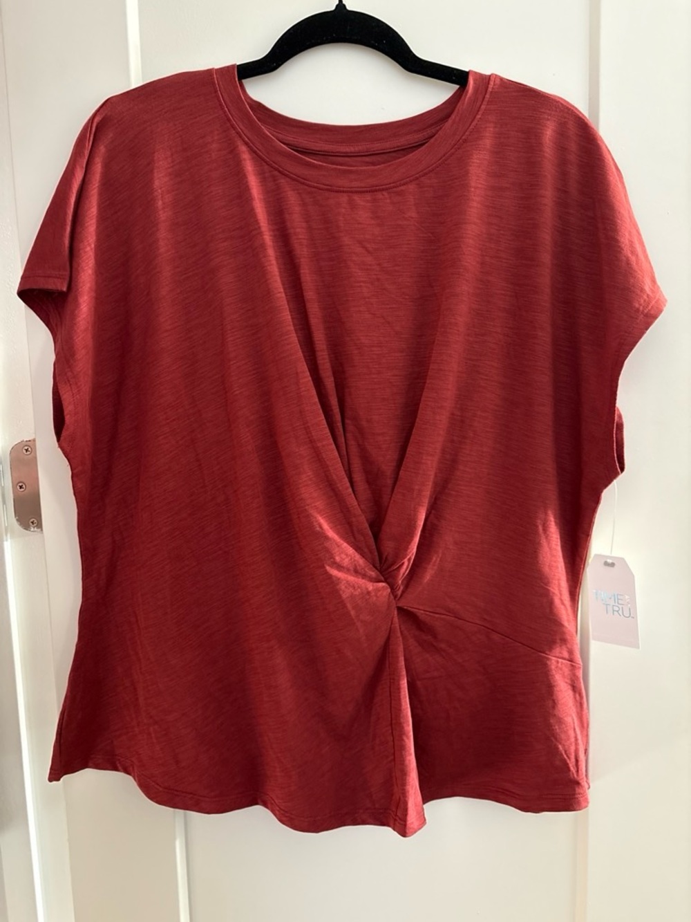 Twist-Front Women's Top in Rust Red